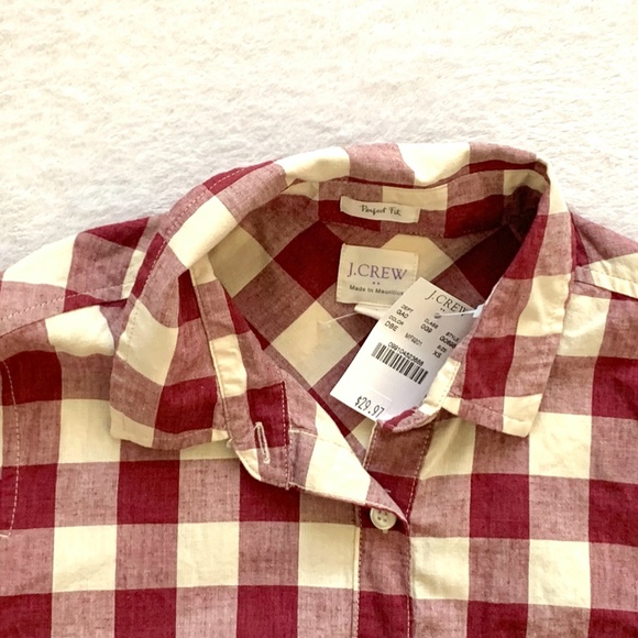 NWT J. Crew Gingham Homespun Shirt in Perfect Fit Size XS - Picture 2 of 8
